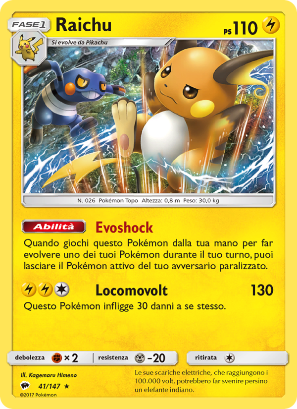 Raichu 041/169 — Ombre Infuocate (Italian Pokémon TCG card)