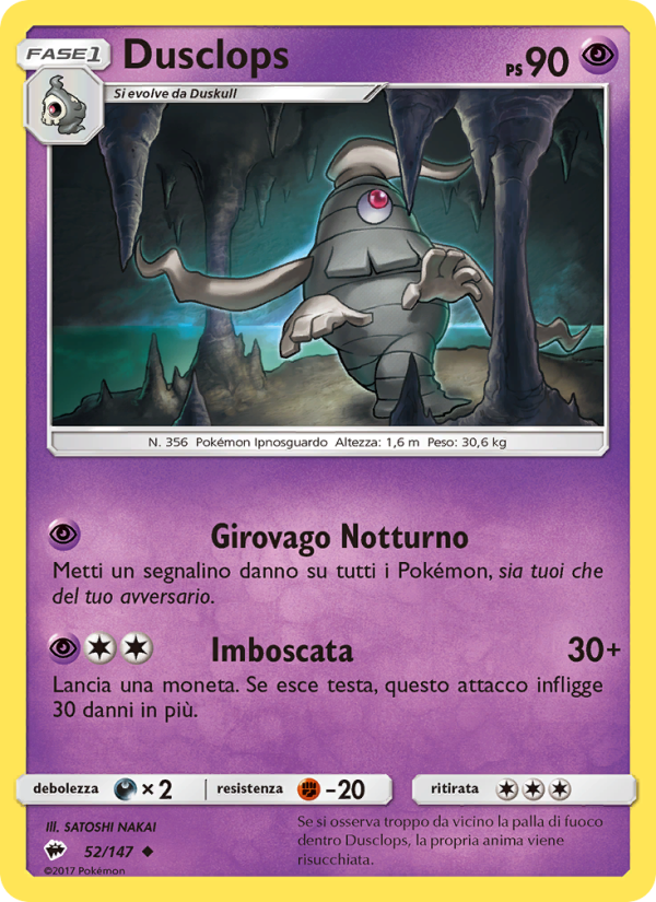 Dusclops 052/169 — Burning Shadows (Italian Pokémon TCG card)