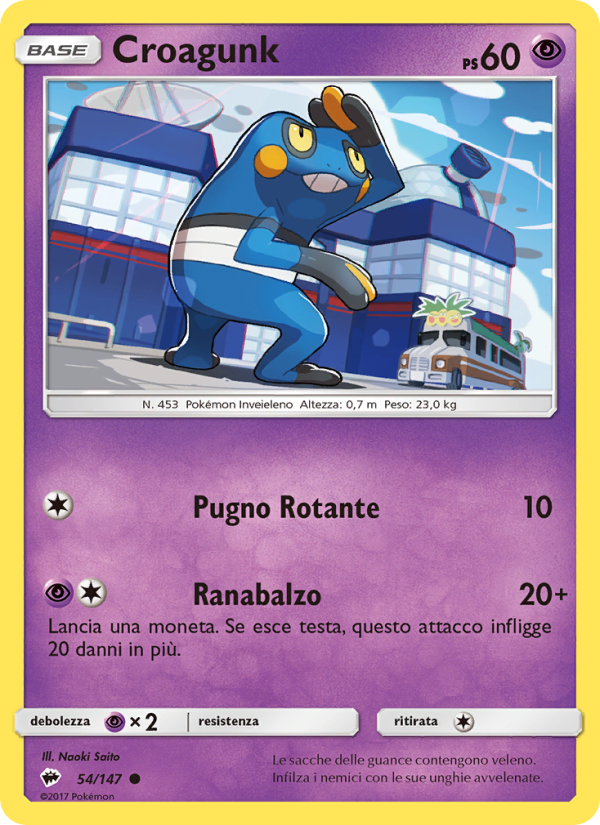 Croagunk 054/169 — Burning Shadows (Italian Pokémon TCG card)