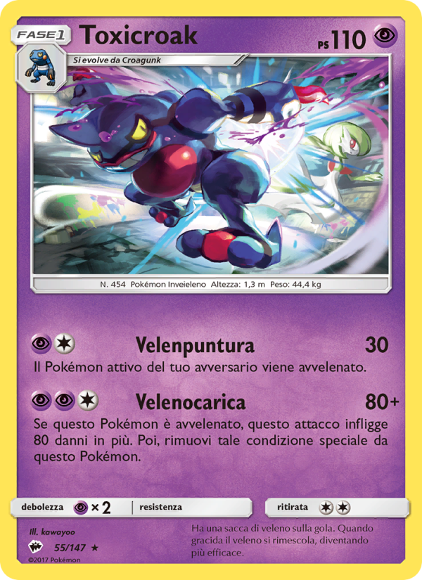 Toxicroak 055/169 — Burning Shadows (Italian Pokémon TCG card)