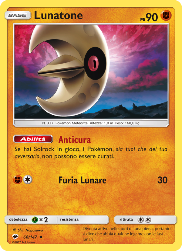 Lunatone 068/169 — Ombre Infuocate (Italian Pokémon TCG card)