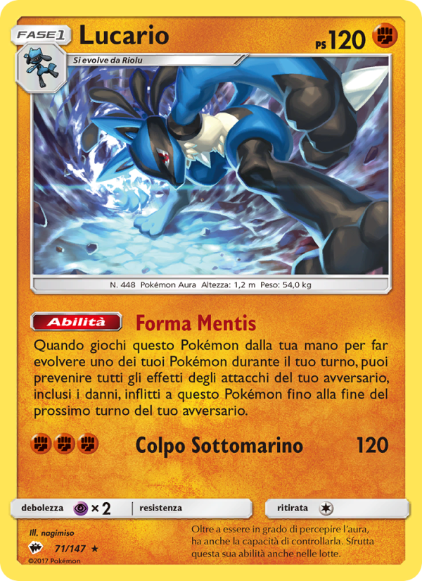 Lucario 071/169 — Ombre Infuocate (Italian Pokémon TCG card)