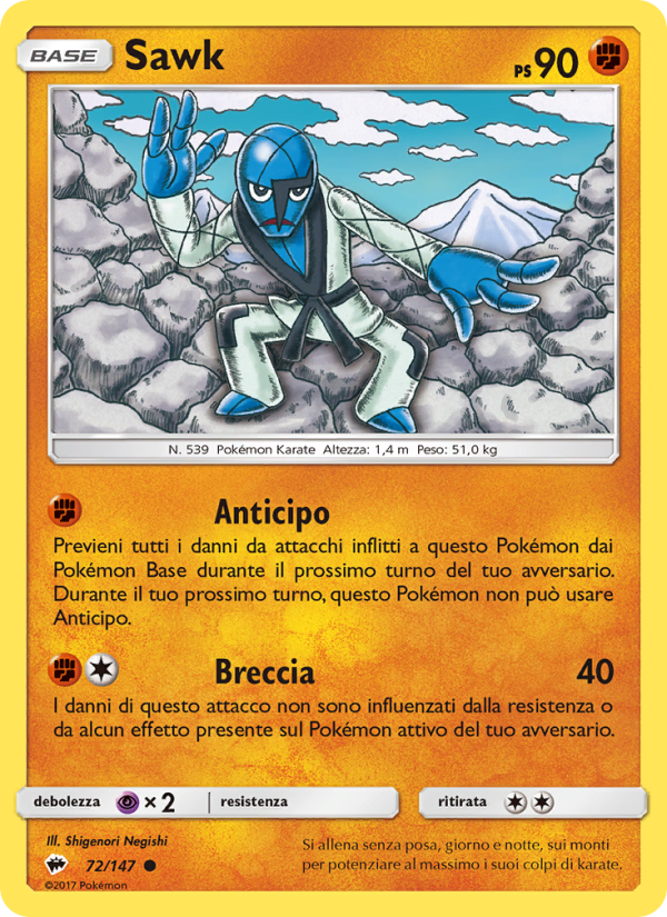 Sawk 072/169 — Ombre Infuocate (Italian Pokémon TCG card)
