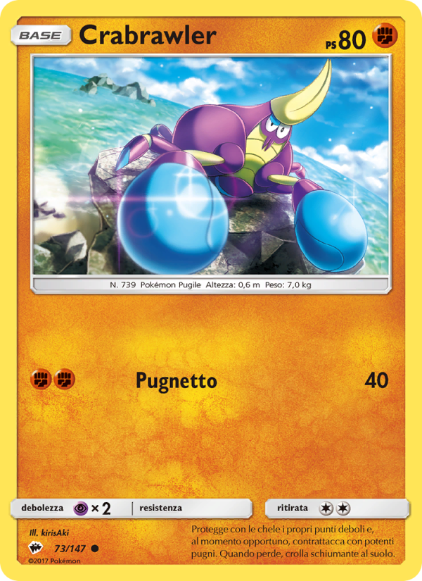 Crabrawler 073/169 — Ombre Infuocate (Italian Pokémon TCG card)