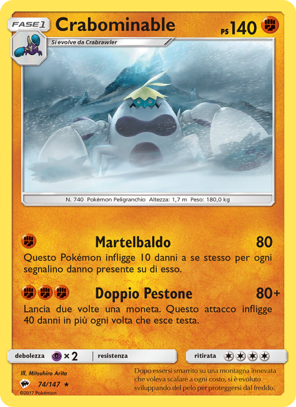 Crabominable 074/169 — Ombre Infuocate (Italian Pokémon TCG card)