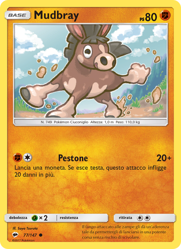 Mudbray 077/169 — Ombre Infuocate (Italian Pokémon TCG card)