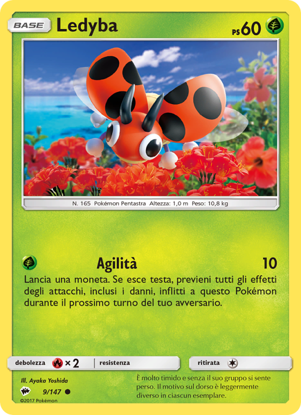 Ledyba 009/169 — Burning Shadows (Italian Pokémon TCG card)