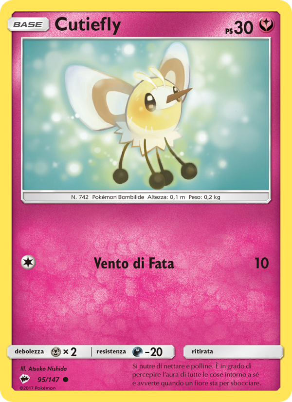 Cutiefly 095/169 — Ombre Infuocate (Italian Pokémon TCG card)