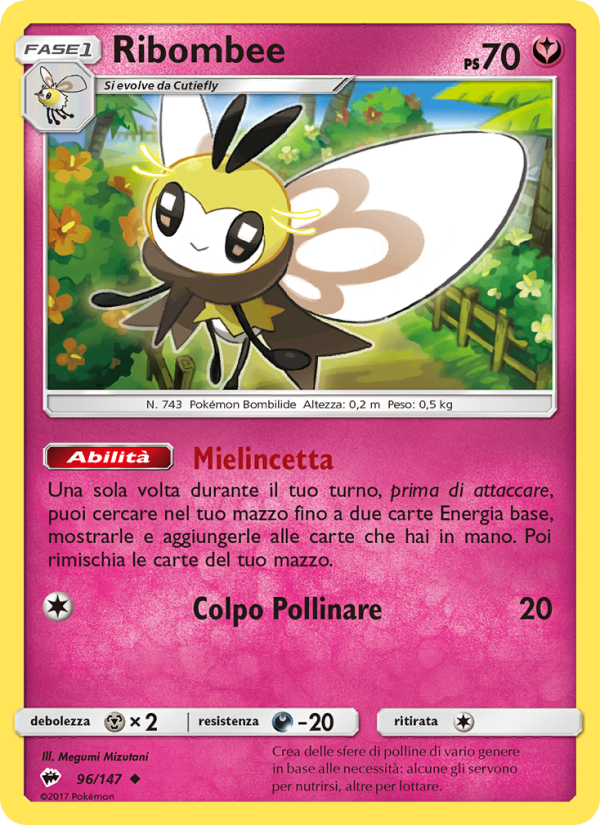 Ribombee 096/169 — Ombre Infuocate (Italian Pokémon TCG card)