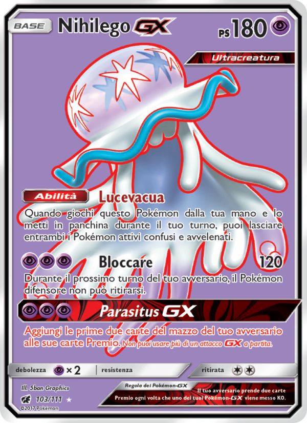 Nihilego GX 103/124 — Invasione Scarlatta (Italian Pokémon TCG card)