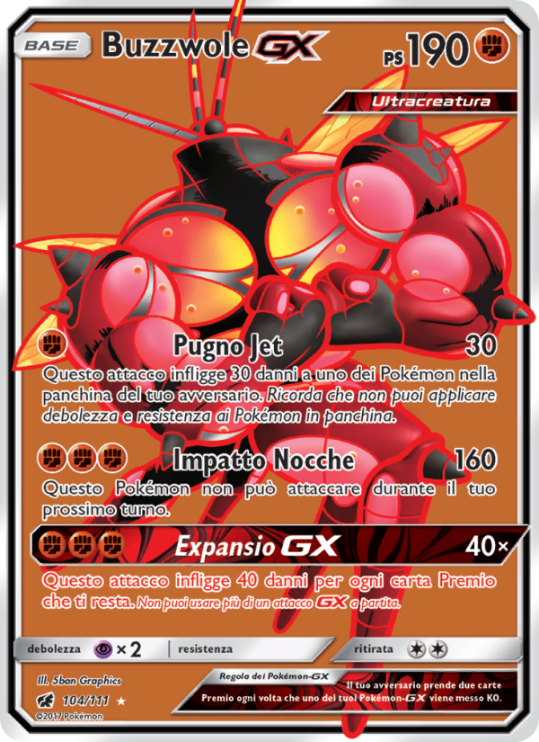 Buzzwole GX 104/124 — Invasione Scarlatta (Italian Pokémon TCG card)