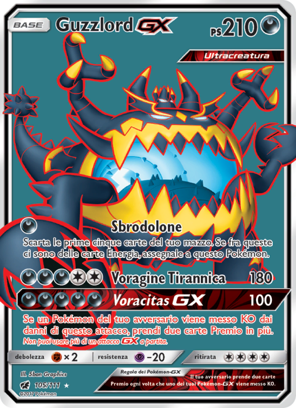Guzzlord GX 105/124 — Invasione Scarlatta (Italian Pokémon TCG card)