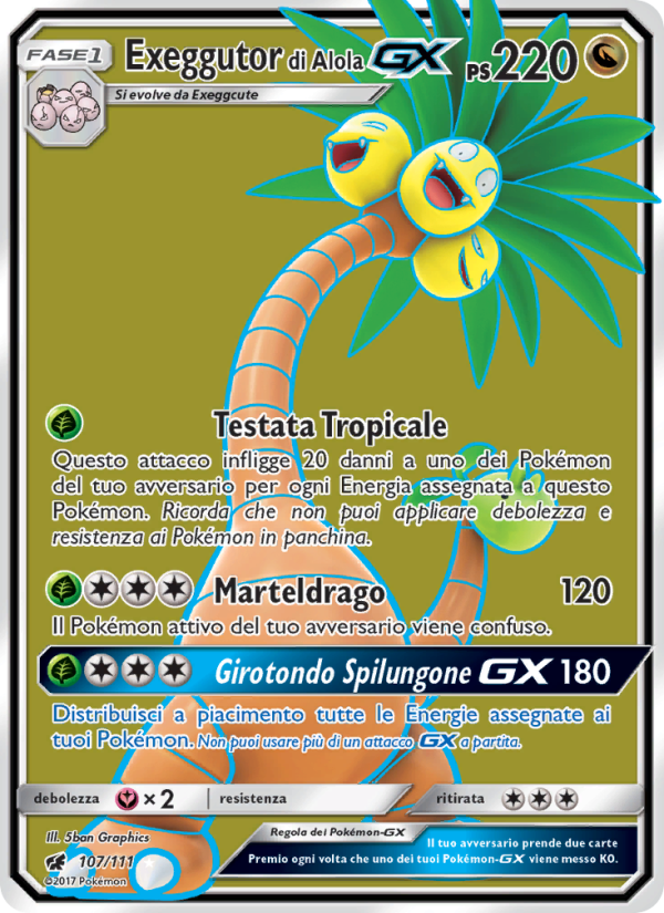 Exeggutor di Alola GX 107/124 — Invasione Scarlatta (Italian Pokémon TCG card)