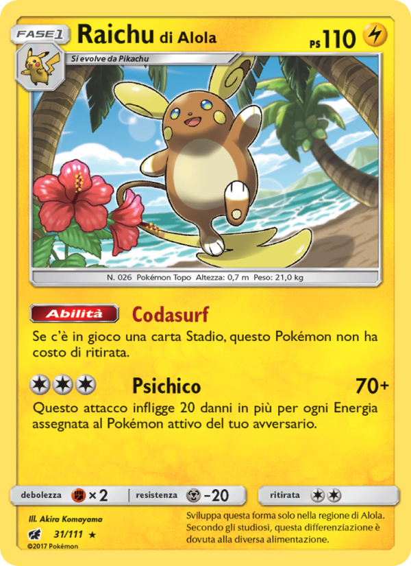 Raichu di Alola 031/124 — Invasione Scarlatta (Italian Pokémon TCG card)