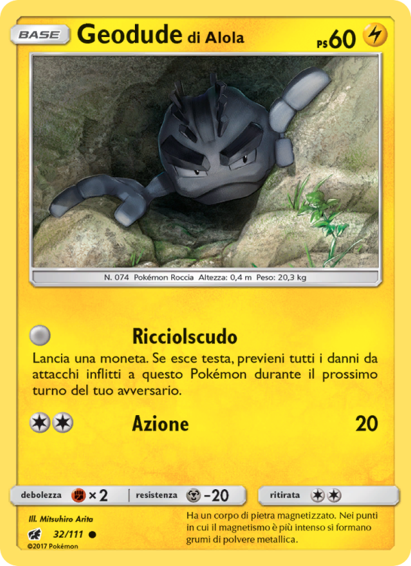 Geodude di Alola 032/124 — Invasione Scarlatta (Italian Pokémon TCG card)