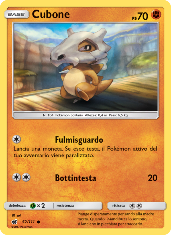 Cubone 052/124 — Invasione Scarlatta (Italian Pokémon TCG card)