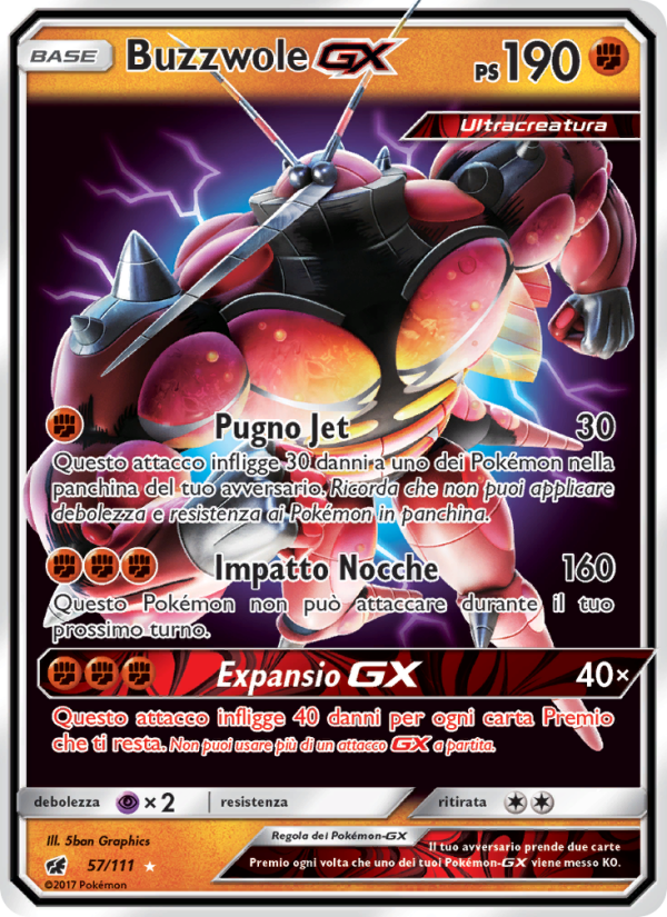 Buzzwole GX 057/124 — Invasione Scarlatta (Italian Pokémon TCG card)