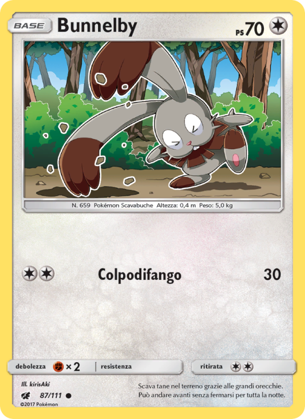 Bunnelby 087/124 — Invasione Scarlatta (Italian Pokémon TCG card)