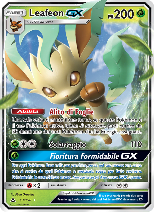 Leafeon GX 013/173 — Ultraprisma (Italian Pokémon TCG card)