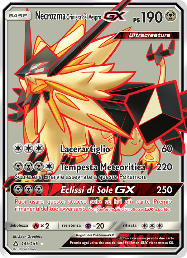 Necrozma Criniera del Vespro GX 145/173 — Ultraprisma (Italian Pokémon TCG card)