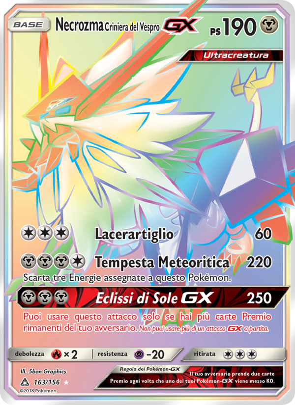 Necrozma Criniera del Vespro GX 163/173 — Ultraprisma (Italian Pokémon TCG card)