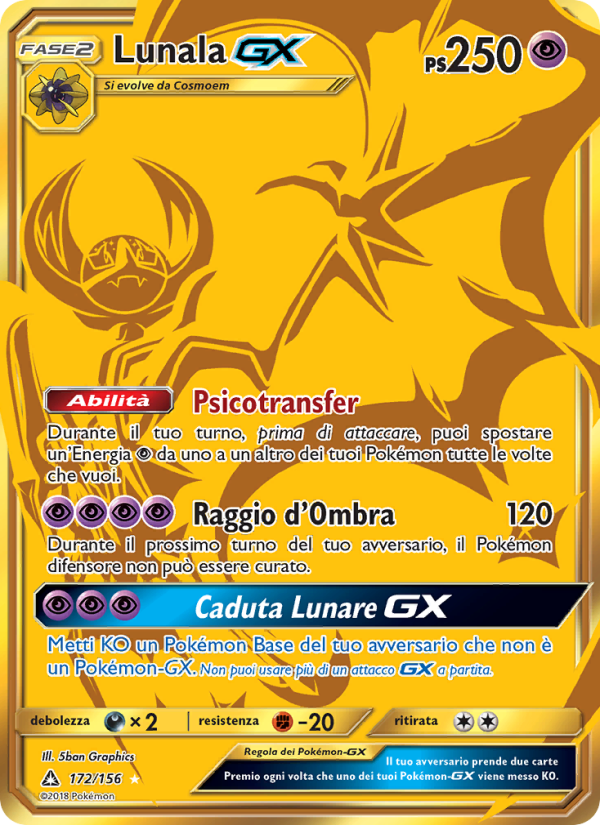 Lunala GX 172/173 — Ultraprisma (Italian Pokémon TCG card)
