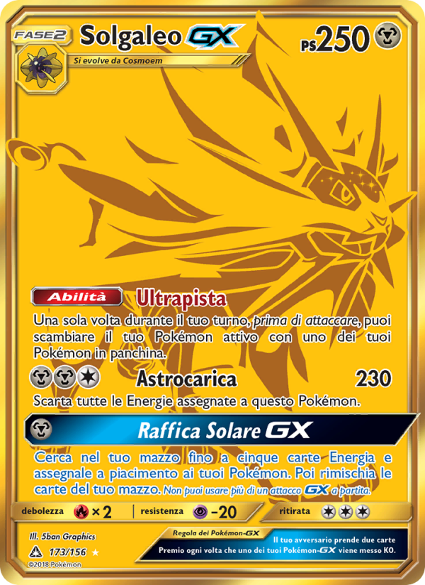 Solgaleo GX 173/173 — Ultraprisma (Italian Pokémon TCG card)