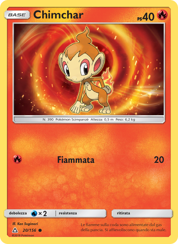 Chimchar 020/173 — Ultraprisma (Italian Pokémon TCG card)