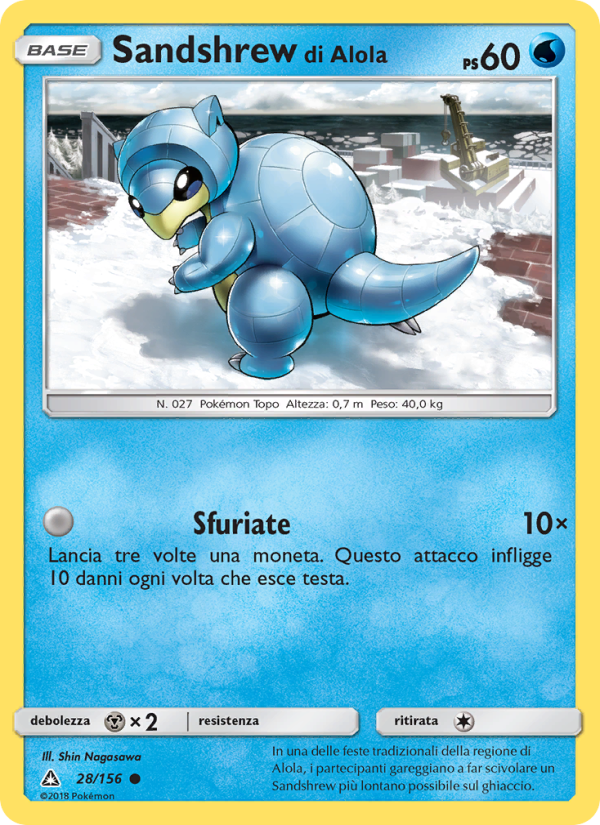 Sandshrew di Alola 028/173 — Ultraprisma (Italian Pokémon TCG card)