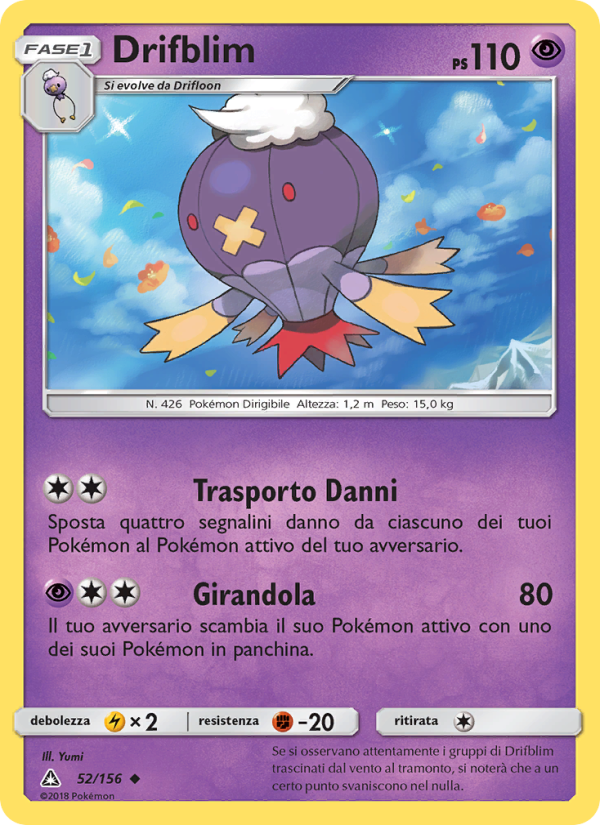 Drifblim 052/173 — Ultraprisma (Italian Pokémon TCG card)