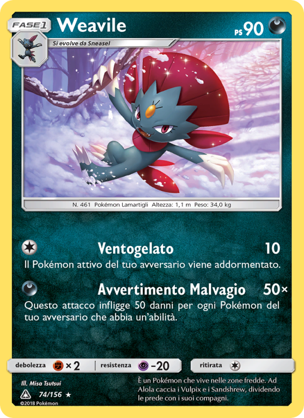 Weavile 074/173 — Ultraprisma (Italian Pokémon TCG card)