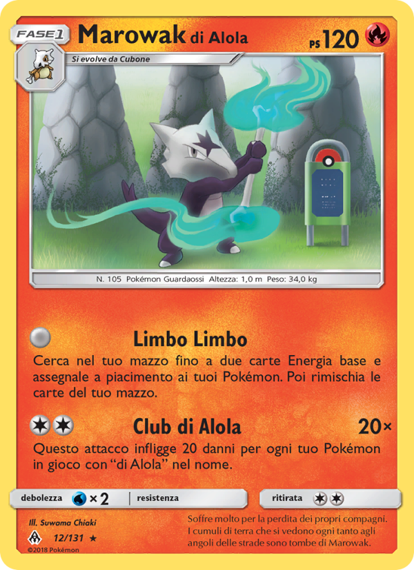Marowak di Alola 012/146 — Apocalisse Di Luce (Italian Pokémon TCG card)