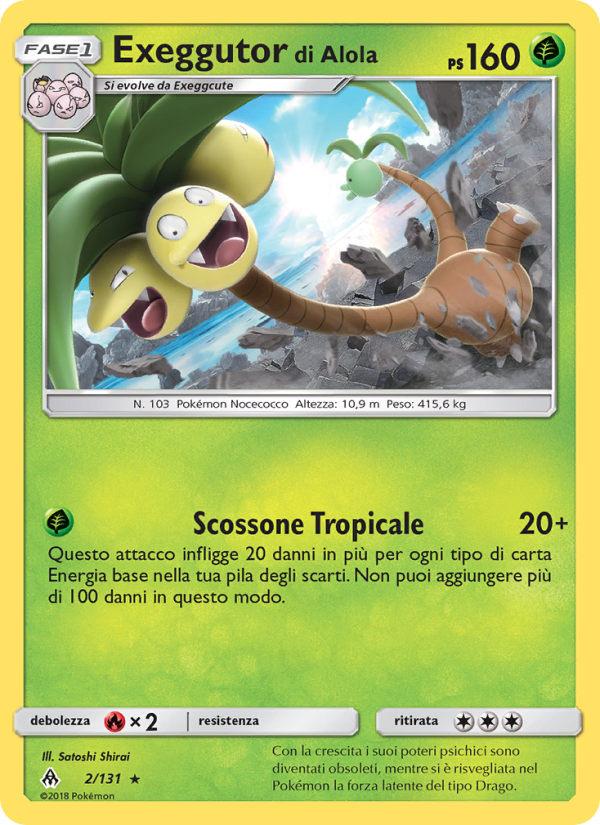 Exeggutor di Alola 002/146 — Apocalisse Di Luce (Italian Pokémon TCG card)