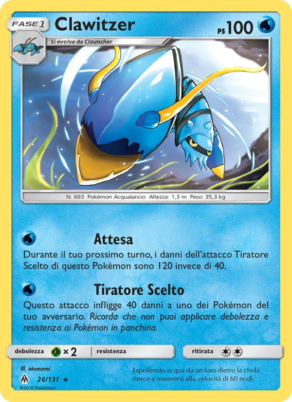 Clawitzer 026/146 — Apocalisse Di Luce (Italian Pokémon TCG card)