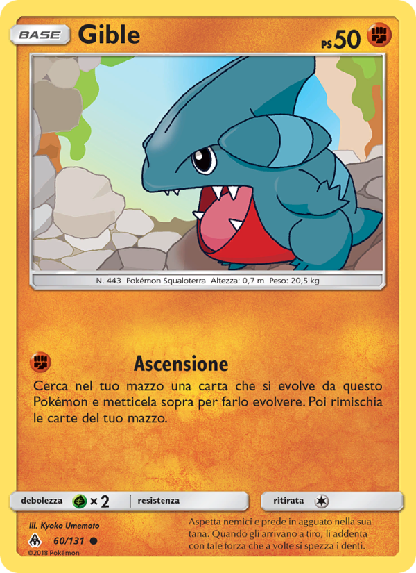 Gible 060/146 — Apocalisse Di Luce (Italian Pokémon TCG card)