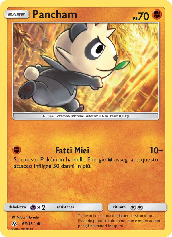 Pancham 065/146 — Apocalisse Di Luce (Italian Pokémon TCG card)