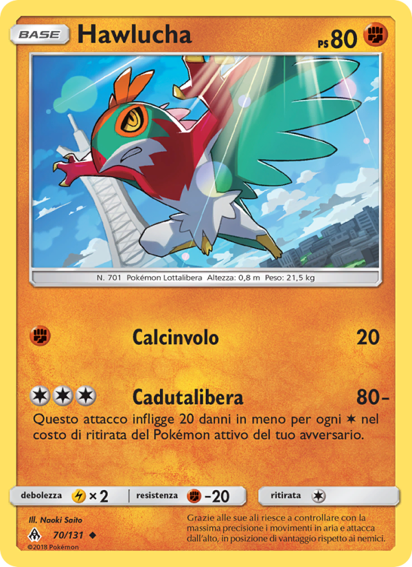 Hawlucha 070/146 — Apocalisse Di Luce (Italian Pokémon TCG card)