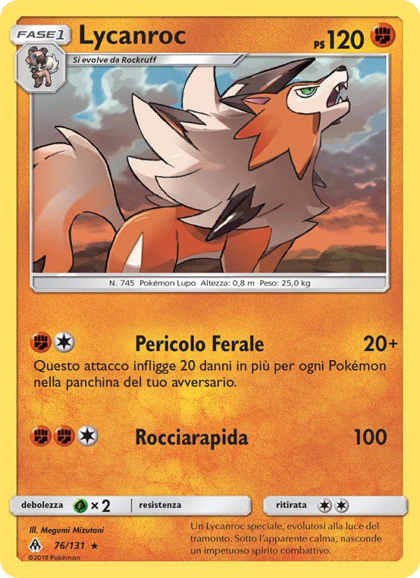 Lycanroc 076/146 — Apocalisse Di Luce (Italian Pokémon TCG card)