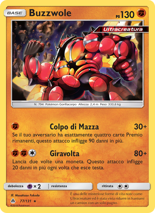 Buzzwole 077/146 — Apocalisse Di Luce (Italian Pokémon TCG card)