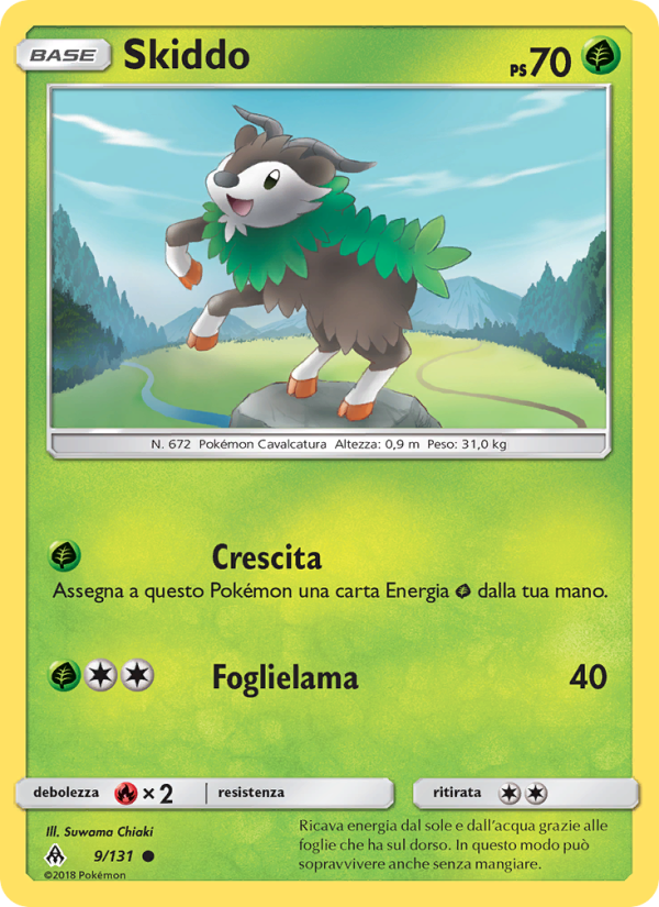 Skiddo 009/146 — Apocalisse Di Luce (Italian Pokémon TCG card)