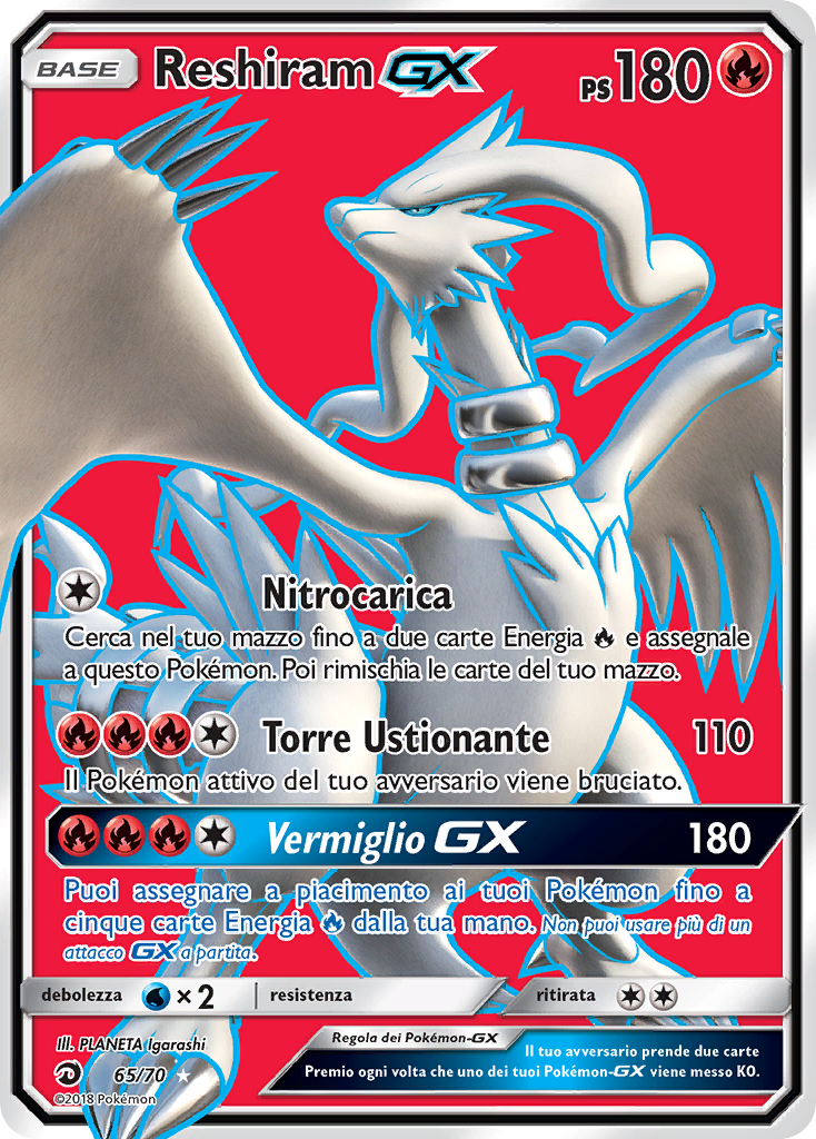 Reshiram GX 065/78 — Trionfo Dei Draghi (Italian Pokémon TCG card)