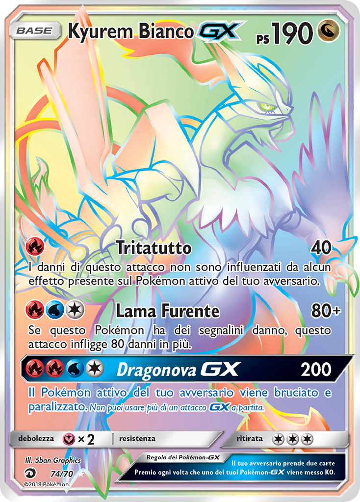 Kyurem Bianco GX 074/78 — Trionfo Dei Draghi (Italian Pokémon TCG card)