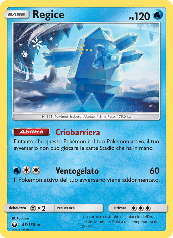 Regice 045/183 — Celestial Storm (Italian Pokémon TCG card)