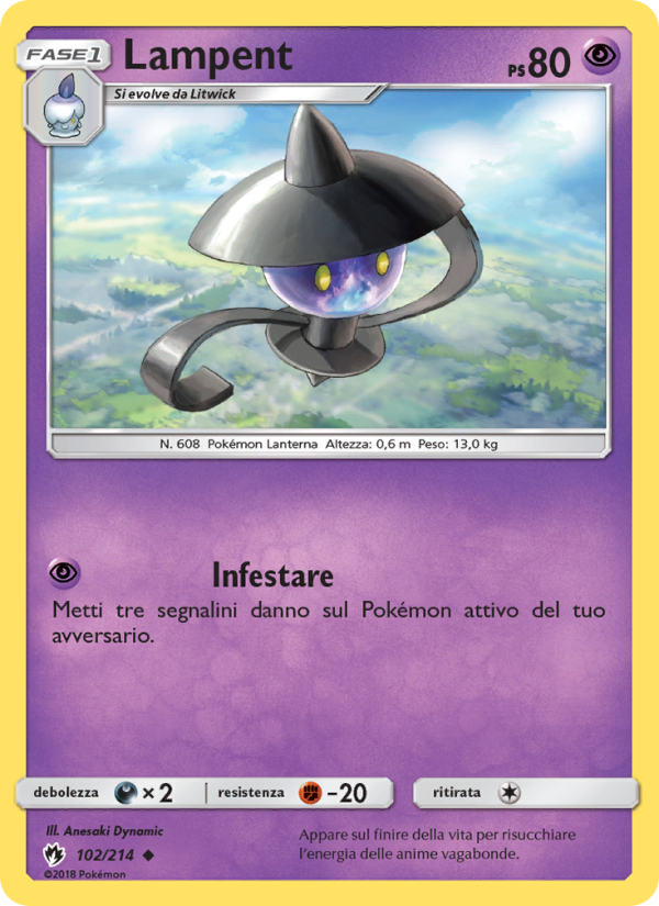 Lampent 102/236 — Lost Thunder (Italian Pokémon TCG card)