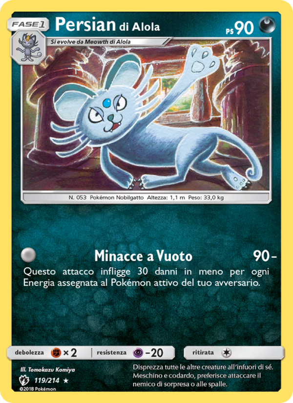 Persian di Alola 119/236 — Tuoni Perduti (Italian Pokémon TCG card)