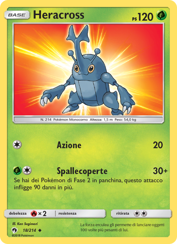 Heracross 018/236 — Lost Thunder (Italian Pokémon TCG card)