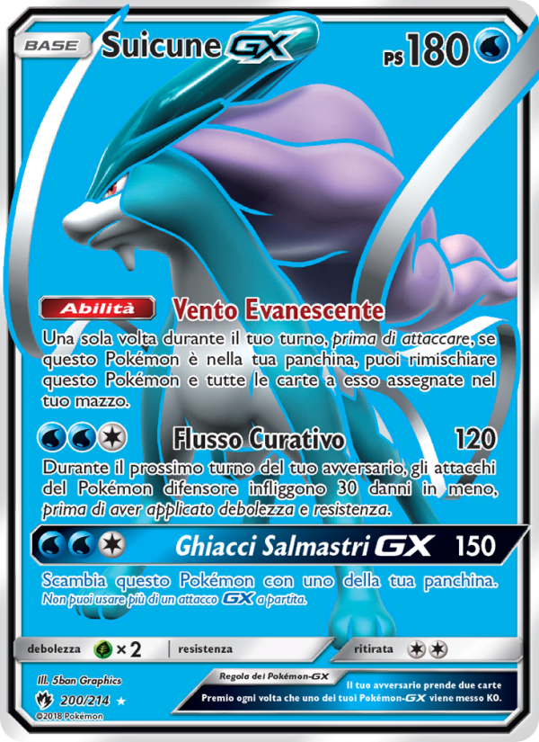 Suicune GX 200/236 — Tuoni Perduti (Italian Pokémon TCG card)