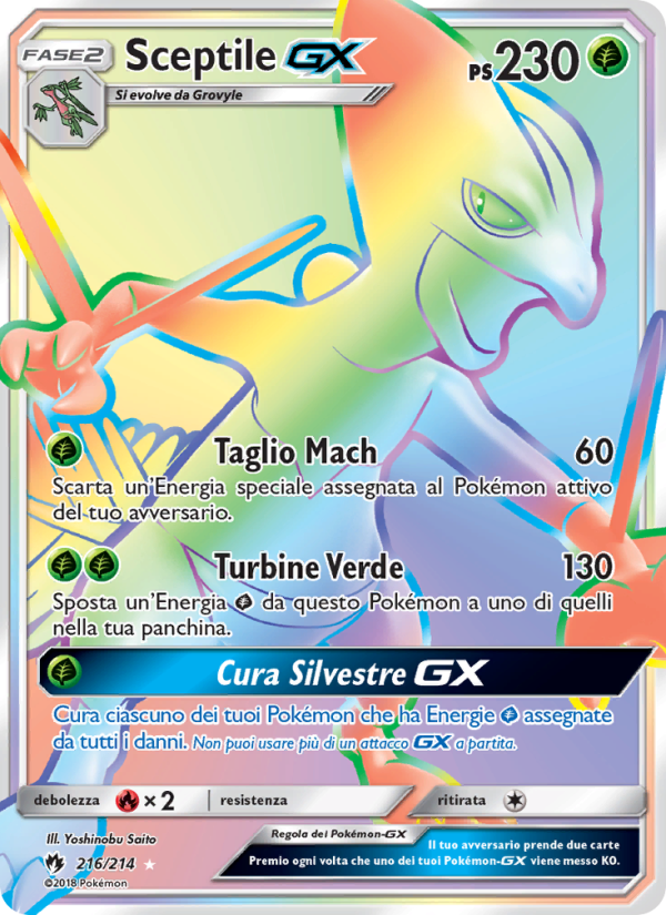 Sceptile GX 216/236 — Tuoni Perduti (Italian Pokémon TCG card)