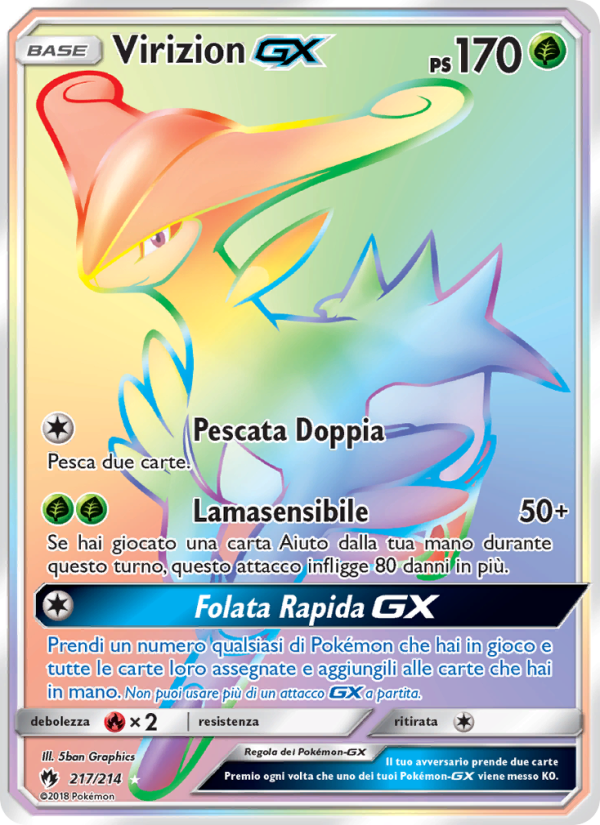 Virizion GX 217/236 — Tuoni Perduti (Italian Pokémon TCG card)