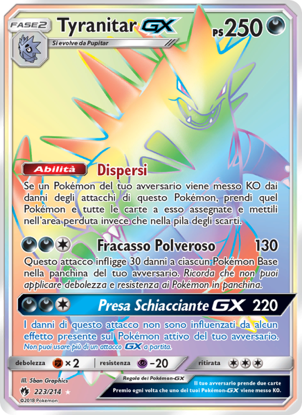 Tyranitar GX 223/236 — Tuoni Perduti (Italian Pokémon TCG card)